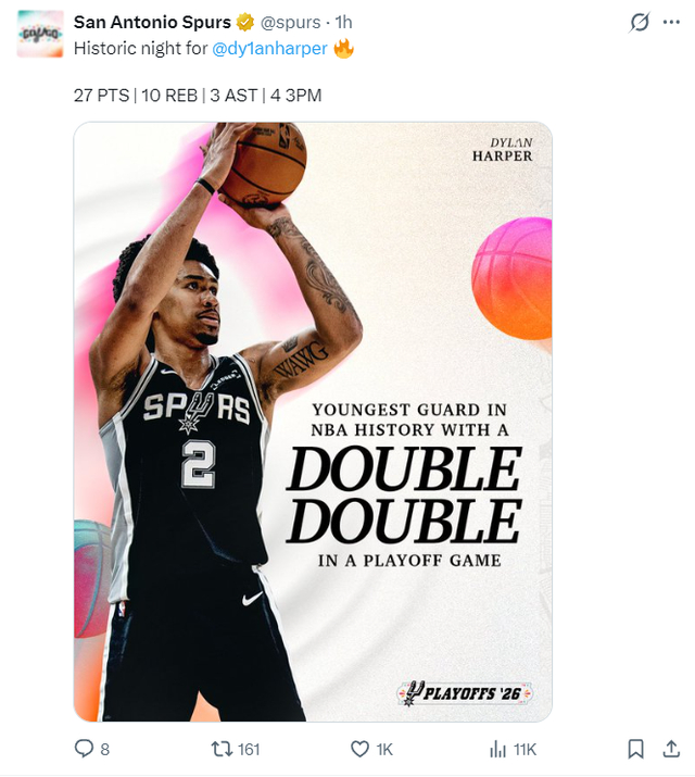 马刺逆转开拓者哈珀爆发创多项季后赛纪录
